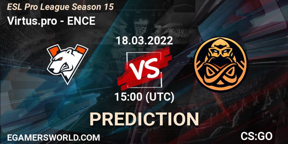 Prognoza Outsiders - ENCE. 18.03.2022 at 15:30, Counter-Strike (CS2), ESL Pro League Season 15