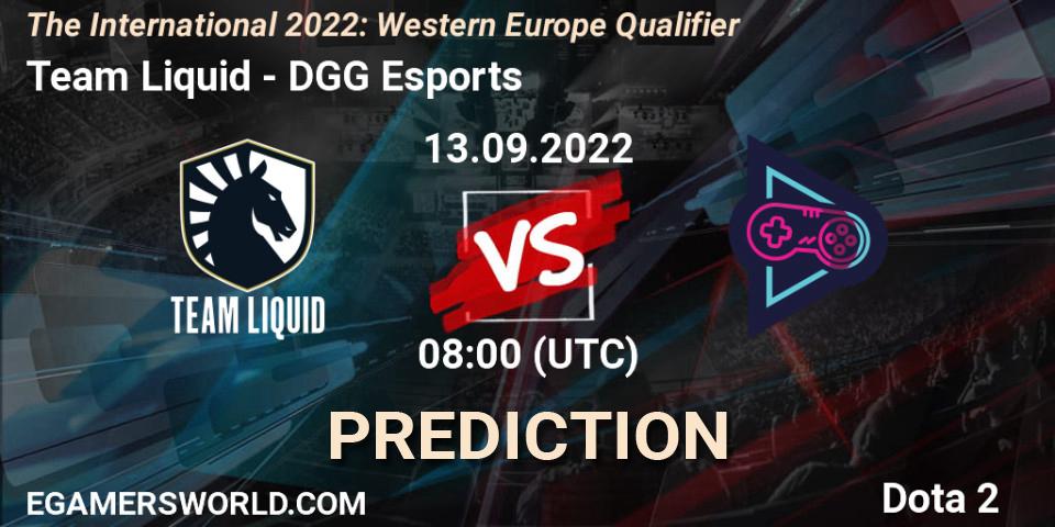 Prognoza Team Liquid - DGG Esports. 13.09.2022 at 07:59, Dota 2, The International 2022: Western Europe Qualifier