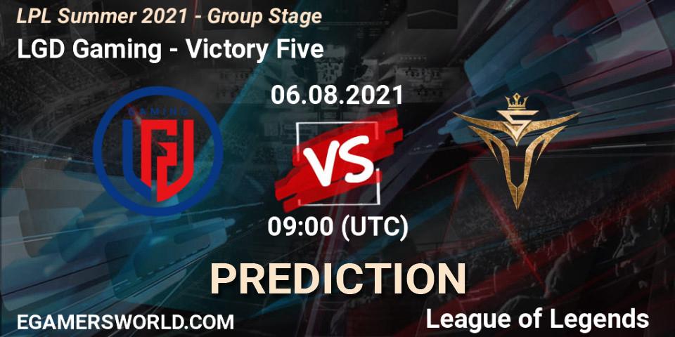 Prognoza LGD Gaming - Victory Five. 06.08.2021 at 09:00, LoL, LPL Summer 2021 - Group Stage