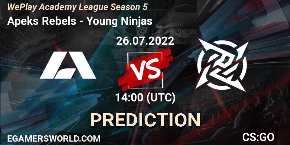 Prognoza Apeks Rebels - Young Ninjas. 26.07.2022 at 14:00, Counter-Strike (CS2), WePlay Academy League Season 5
