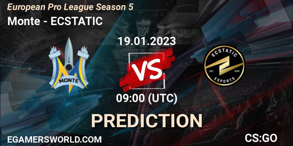 Prognoza Monte - ECSTATIC. 19.01.2023 at 09:00, Counter-Strike (CS2), European Pro League Season 5