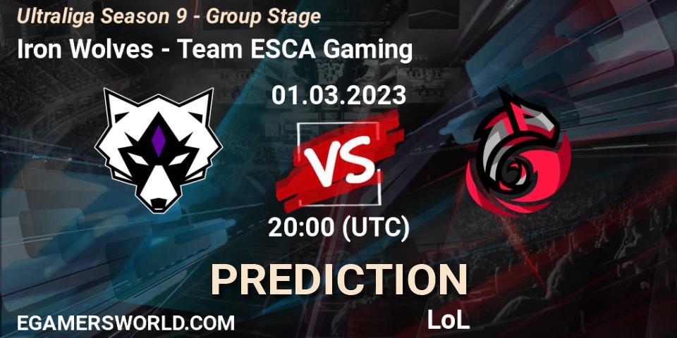 Prognoza Iron Wolves - Team ESCA Gaming. 01.03.23, LoL, Ultraliga Season 9 - Group Stage