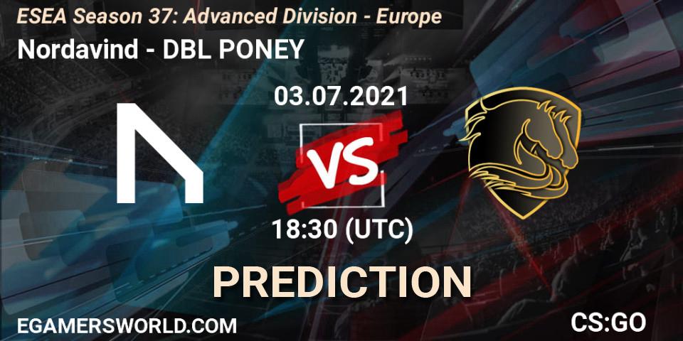 Prognoza Nordavind - DBL PONEY. 03.07.21, CS2 (CS:GO), ESEA Season 37: Advanced Division - Europe