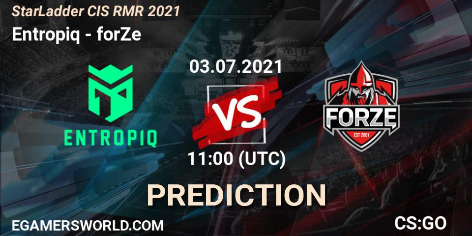 Prognoza Entropiq - forZe. 03.07.2021 at 11:00, Counter-Strike (CS2), StarLadder CIS RMR 2021