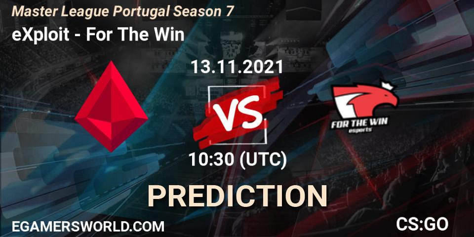 Prognoza eXploit - For The Win. 13.11.2021 at 10:30, Counter-Strike (CS2), Master League Portugal Season 7