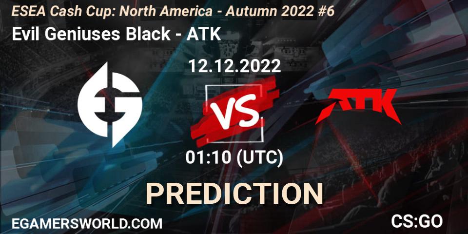 Prognoza Evil Geniuses Black - ATK. 12.12.2022 at 01:10, Counter-Strike (CS2), ESEA Cash Cup: North America - Autumn 2022 #6