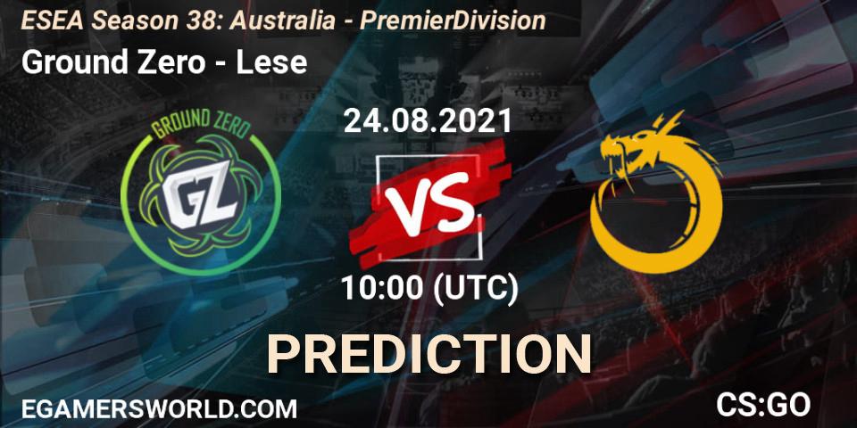 Prognoza Ground Zero - Lese. 24.08.2021 at 10:00, Counter-Strike (CS2), ESEA Season 38: Australia - Premier Division