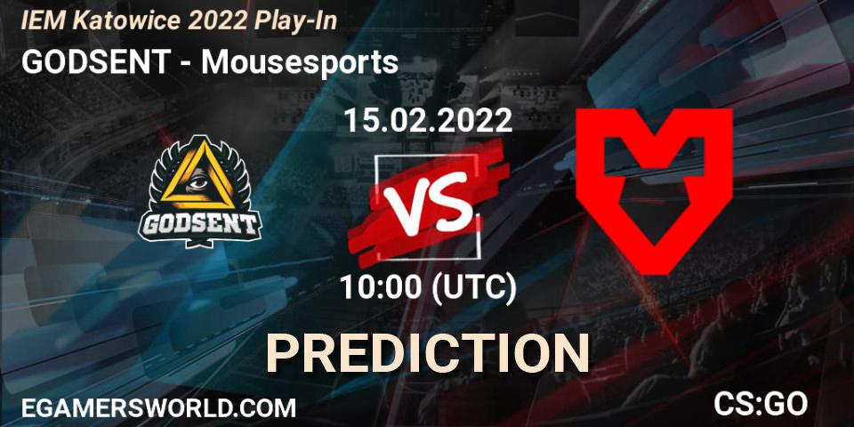 Prognoza GODSENT - Mousesports. 15.02.22, CS2 (CS:GO), IEM Katowice 2022 Play-In
