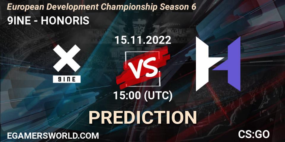 Prognoza 9INE - HONORIS. 15.11.2022 at 15:30, Counter-Strike (CS2), European Development Championship Season 6