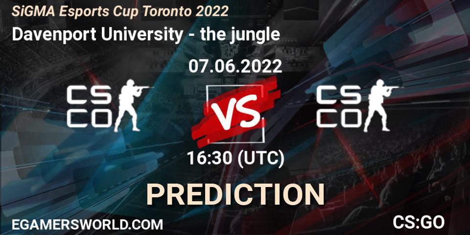Prognoza Davenport University - the jungle. 07.06.2022 at 16:45, Counter-Strike (CS2), SiGMA Esports Cup Toronto 2022