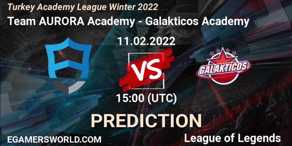 Prognoza Team AURORA Academy - Galakticos Academy. 11.02.2022 at 15:00, LoL, Turkey Academy League Winter 2022