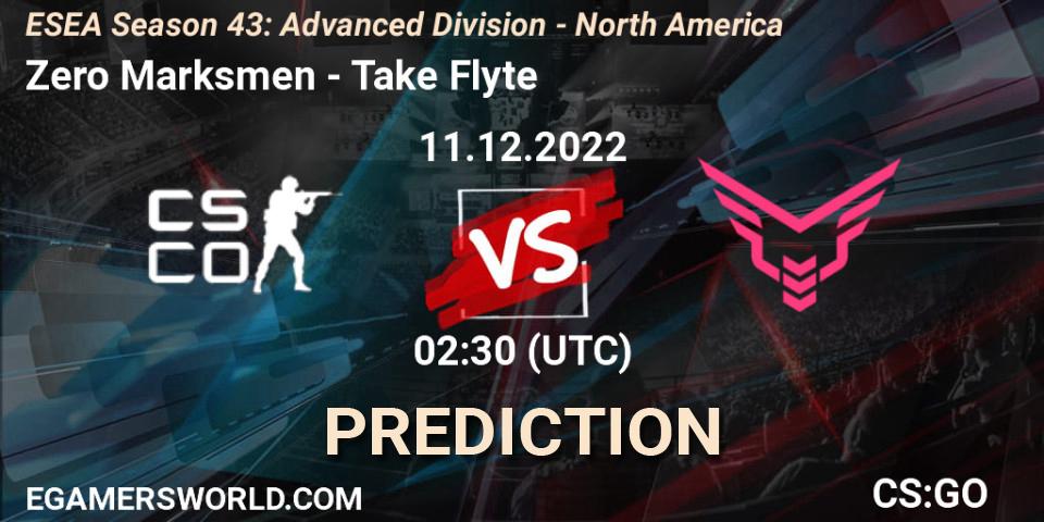 Prognoza Zero Marksmen - Take Flyte. 11.12.22, CS2 (CS:GO), ESEA Season 43: Advanced Division - North America