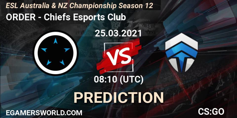 Prognoza ORDER - Chiefs Esports Club. 22.03.2021 at 07:10, Counter-Strike (CS2), ESL Australia & NZ Championship Season 12