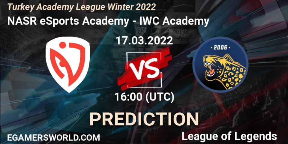 Prognoza NASR eSports Academy - IWC Academy. 17.03.2022 at 16:00, LoL, Turkey Academy League Winter 2022