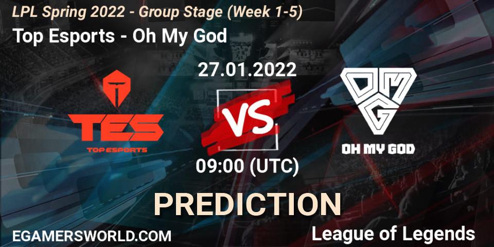 Prognoza Top Esports - Oh My God. 27.01.2022 at 09:00, LoL, LPL Spring 2022 - Group Stage (Week 1-5)