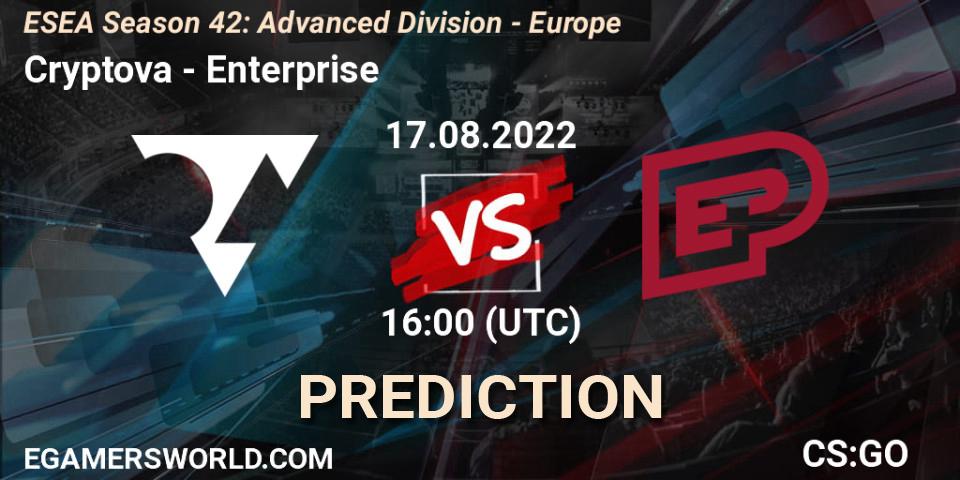 Prognoza Cryptova - Enterprise. 17.08.2022 at 16:00, Counter-Strike (CS2), ESEA Season 42: Advanced Division - Europe