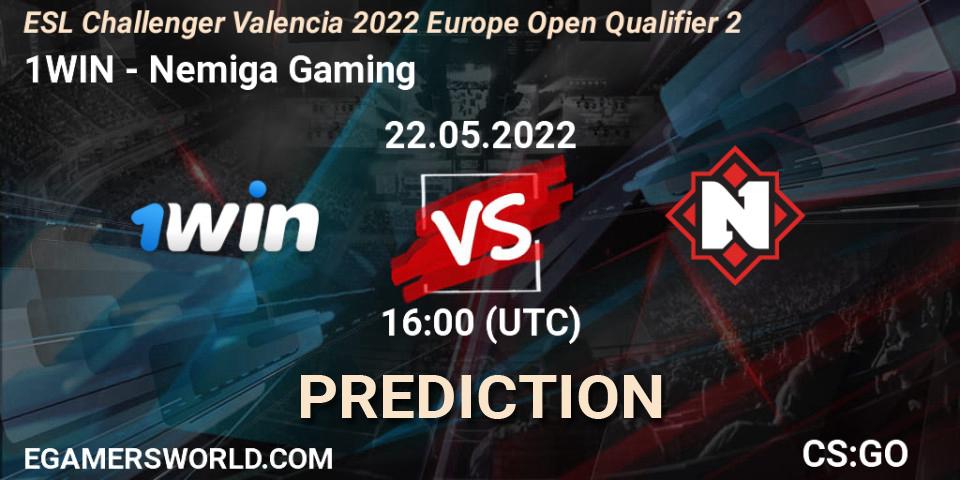 Prognoza 1WIN - Nemiga Gaming. 22.05.2022 at 16:00, Counter-Strike (CS2), ESL Challenger Valencia 2022 Europe Open Qualifier 2