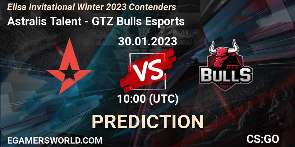 Prognoza Astralis Talent - GTZ Bulls Esports. 30.01.23, CS2 (CS:GO), Elisa Invitational Winter 2023 Contenders