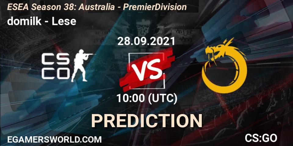 Prognoza domilk - Lese. 28.09.2021 at 10:15, Counter-Strike (CS2), ESEA Season 38: Australia - Premier Division