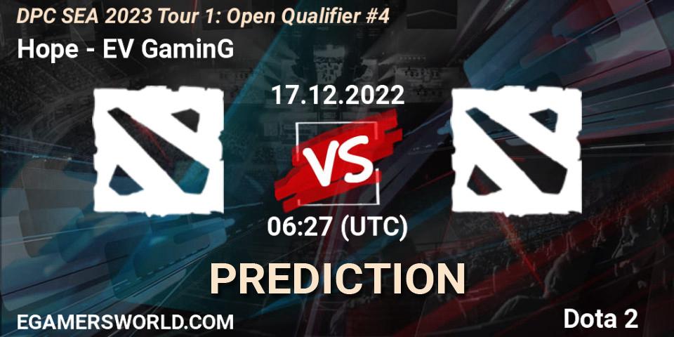 Prognoza Hope - EV GaminG. 17.12.22, Dota 2, DPC SEA 2023 Tour 1: Open Qualifier #4