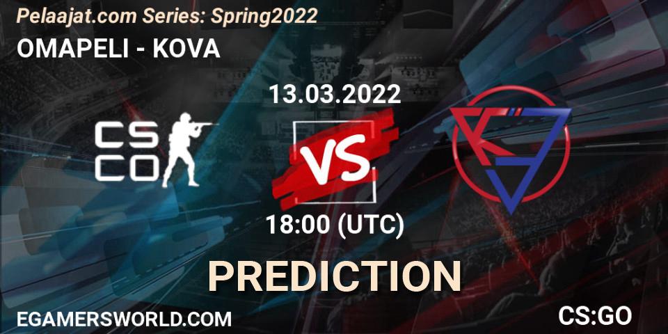 Prognoza OMAPELI - KOVA. 13.03.2022 at 18:00, Counter-Strike (CS2), Pelaajat.com Series: Spring 2022