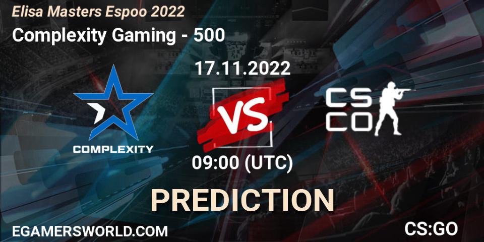 Prognoza Complexity Gaming - 500. 17.11.2022 at 09:00, Counter-Strike (CS2), Elisa Masters Espoo 2022