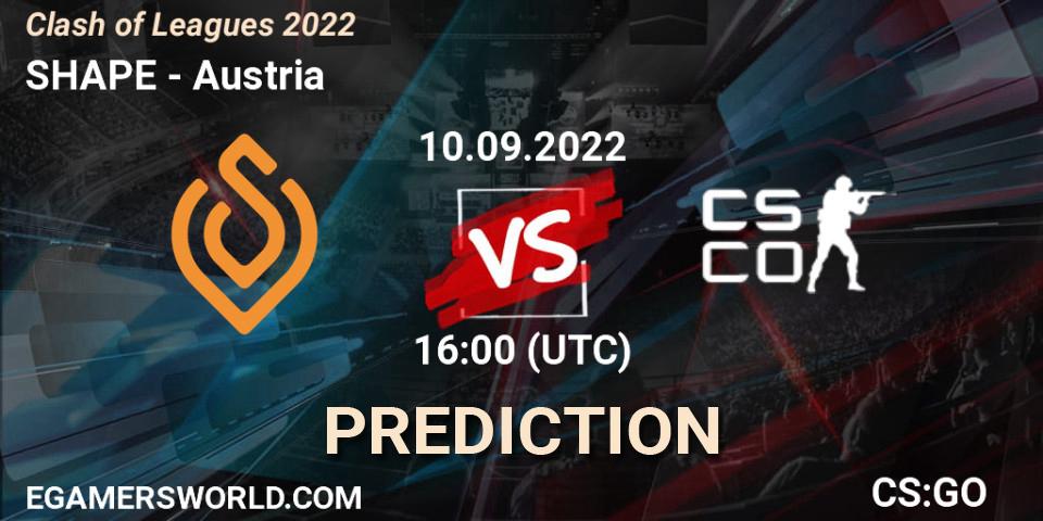 Prognoza SHAPE - Austria. 10.09.2022 at 16:00, Counter-Strike (CS2), Clash of Leagues 2022