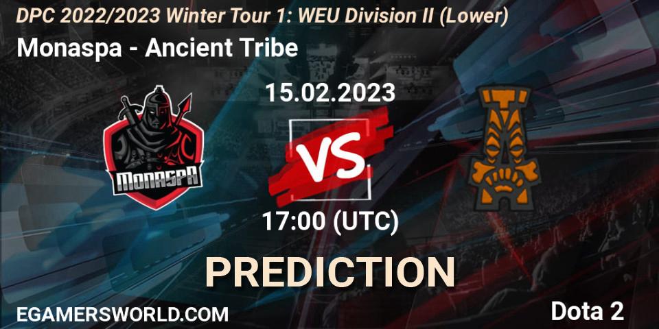 Prognoza Monaspa - Ancient Tribe. 15.02.23, Dota 2, DPC 2022/2023 Winter Tour 1: WEU Division II (Lower)