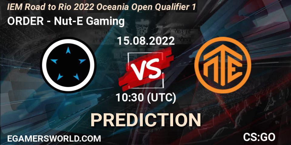Prognoza ORDER - Nut-E Gaming. 15.08.22, CS2 (CS:GO), IEM Road to Rio 2022 Oceania Open Qualifier 1