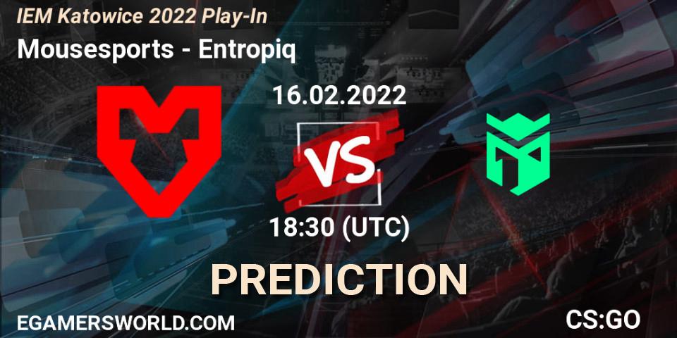 Prognoza Mousesports - Entropiq. 16.02.2022 at 19:05, Counter-Strike (CS2), IEM Katowice 2022 Play-In