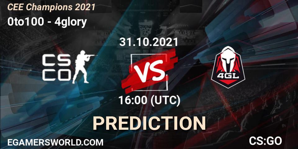 Prognoza 0to100 - 4glory. 31.10.2021 at 16:00, Counter-Strike (CS2), CEE Champions 2021