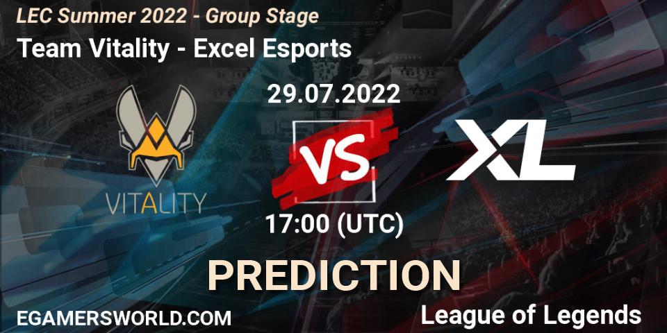 Prognoza Team Vitality - Excel Esports. 29.07.22, LoL, LEC Summer 2022 - Group Stage