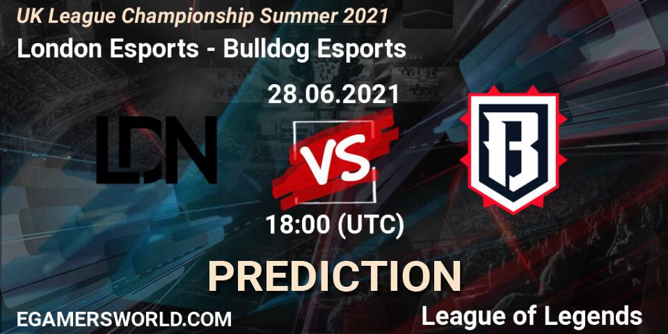 Prognoza London Esports - Bulldog Esports. 28.06.2021 at 18:00, LoL, UK League Championship Summer 2021