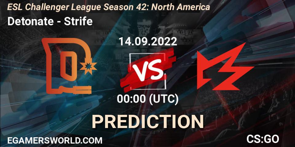 Prognoza Detonate - Strife. 14.09.2022 at 00:00, Counter-Strike (CS2), ESL Challenger League Season 42: North America