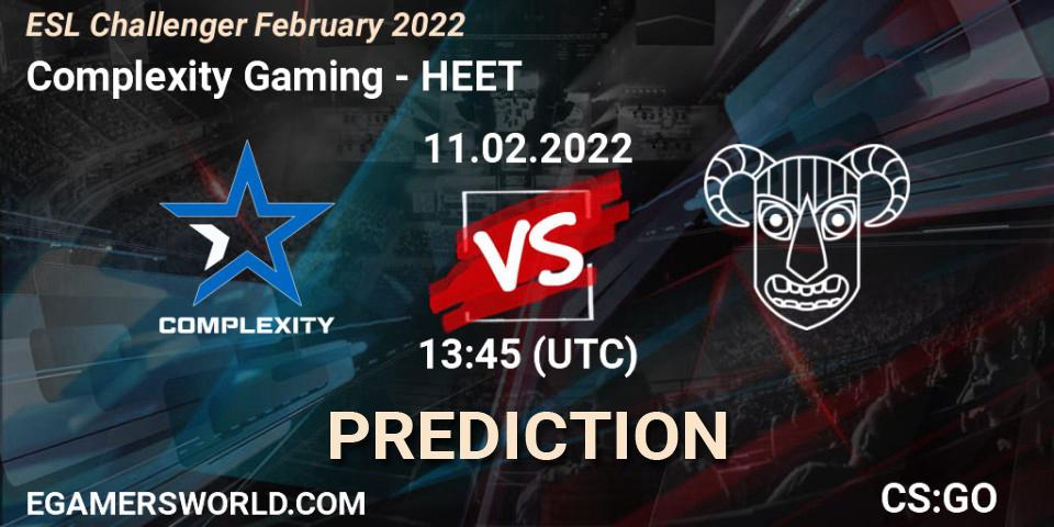 Prognoza Complexity Gaming - HEET. 11.02.2022 at 14:00, Counter-Strike (CS2), ESL Challenger February 2022