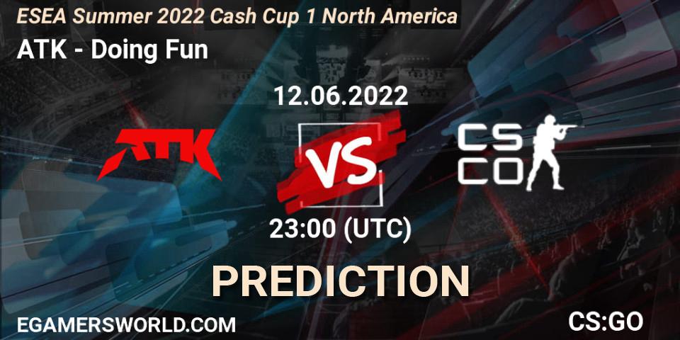 Prognoza ATK - Doing Fun. 12.06.2022 at 22:20, Counter-Strike (CS2), ESEA Cash Cup: North America - Summer 2022 #1