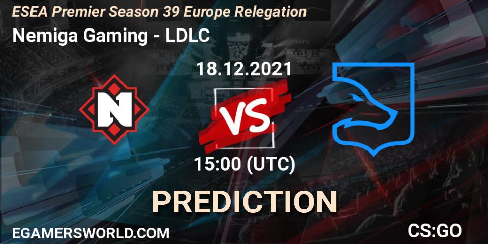 Prognoza Nemiga Gaming - LDLC. 18.12.2021 at 15:00, Counter-Strike (CS2), ESEA Premier Season 39 Europe Relegation