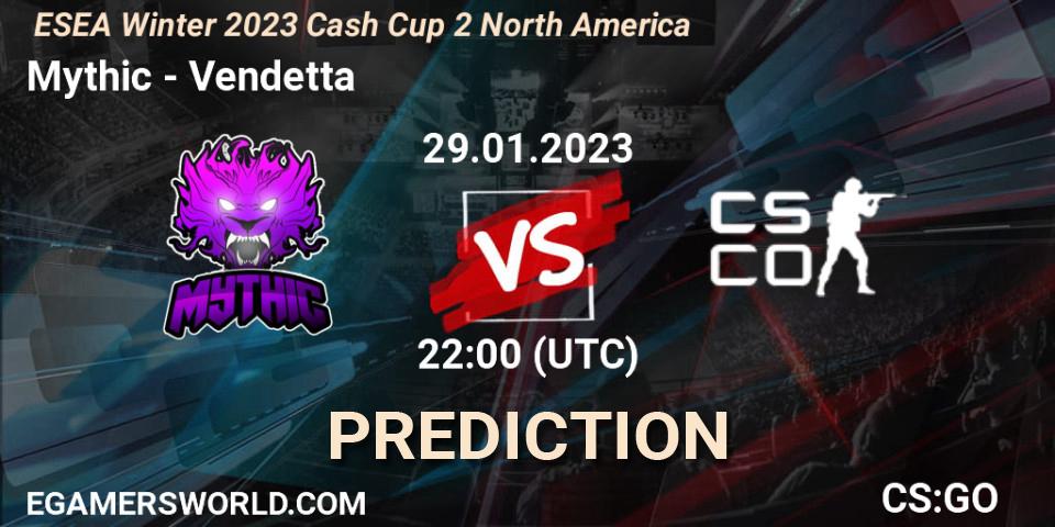 Prognoza Mythic - Vendetta. 29.01.23, CS2 (CS:GO), ESEA Cash Cup: North America - Winter 2023 #2