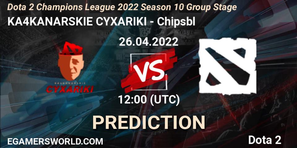 Prognoza KA4KANARSKIE CYXARIKI - Chipsbl. 26.04.2022 at 11:59, Dota 2, Dota 2 Champions League 2022 Season 10 