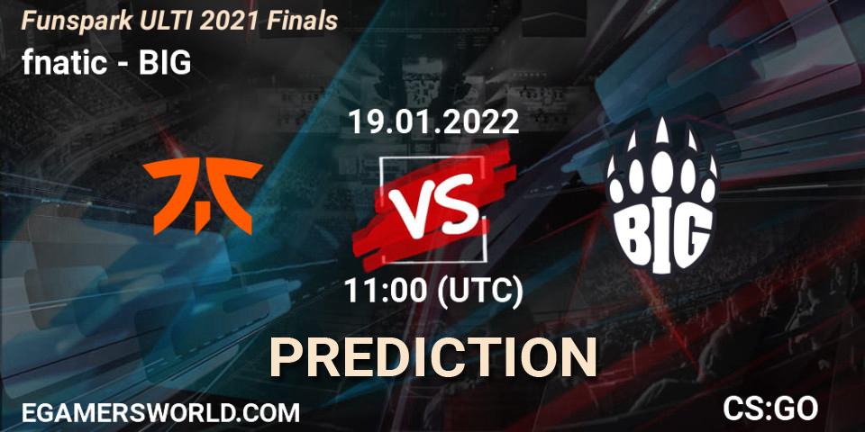 Prognoza fnatic - BIG. 19.01.2022 at 11:00, Counter-Strike (CS2), Funspark ULTI 2021 Finals