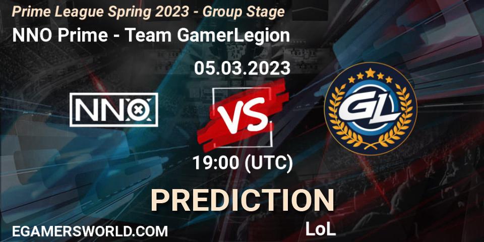 Prognoza NNO Prime - Team GamerLegion. 05.03.2023 at 18:00, LoL, Prime League Spring 2023 - Group Stage