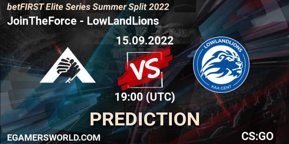 Prognoza JoinTheForce - LowLandLions. 15.09.2022 at 19:20, Counter-Strike (CS2), betFIRST Elite Series Summer Split 2022
