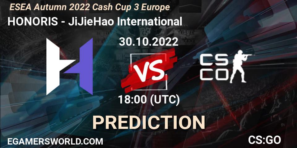 Prognoza HONORIS - JiJieHao International. 30.10.2022 at 18:00, Counter-Strike (CS2), ESEA Autumn 2022 Cash Cup 3 Europe