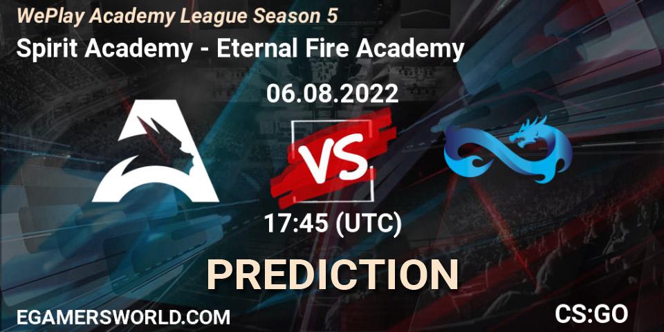Prognoza Spirit Academy - Eternal Fire Academy. 06.08.22, CS2 (CS:GO), WePlay Academy League Season 5