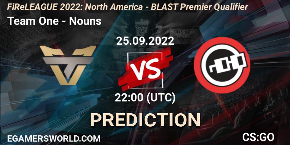 Prognoza Team One - Nouns. 25.09.22, CS2 (CS:GO), FiReLEAGUE 2022: North America - BLAST Premier Qualifier
