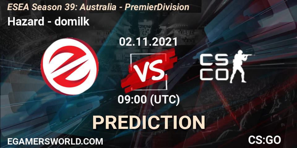 Prognoza Hazard - domilk. 02.11.2021 at 09:00, Counter-Strike (CS2), ESEA Season 39: Australia - Premier Division