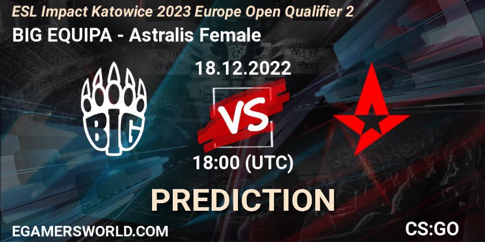 Prognoza BIG EQUIPA - Astralis Female. 18.12.2022 at 18:00, Counter-Strike (CS2), ESL Impact Katowice 2023 Europe Open Qualifier 2