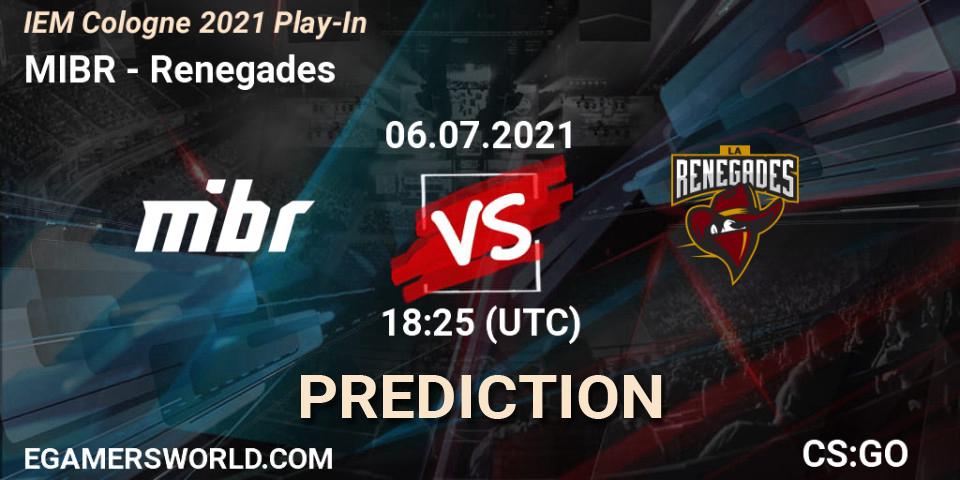 Prognoza MIBR - Renegades. 06.07.2021 at 18:25, Counter-Strike (CS2), IEM Cologne 2021 Play-In