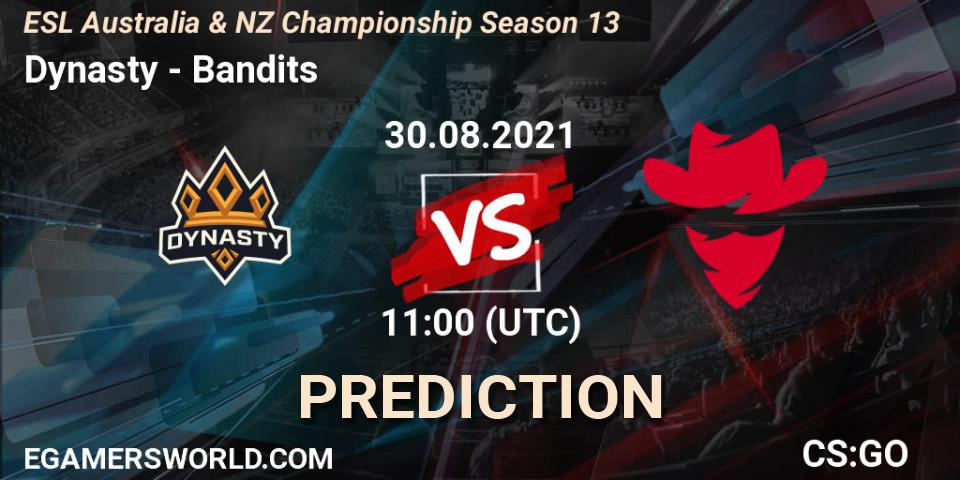 Prognoza Dynasty - Bandits. 30.08.2021 at 11:35, Counter-Strike (CS2), ESL Australia & NZ Championship Season 13