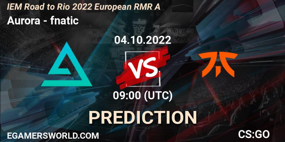 Prognoza Aurora - fnatic. 04.10.2022 at 13:15, Counter-Strike (CS2), IEM Road to Rio 2022 European RMR A
